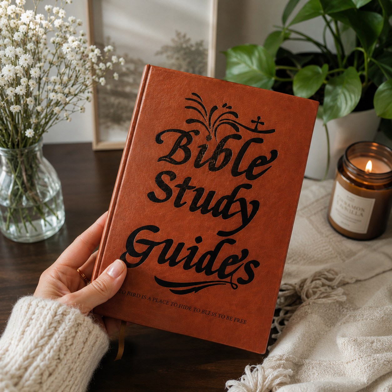 Customer using the Bible Study Guide